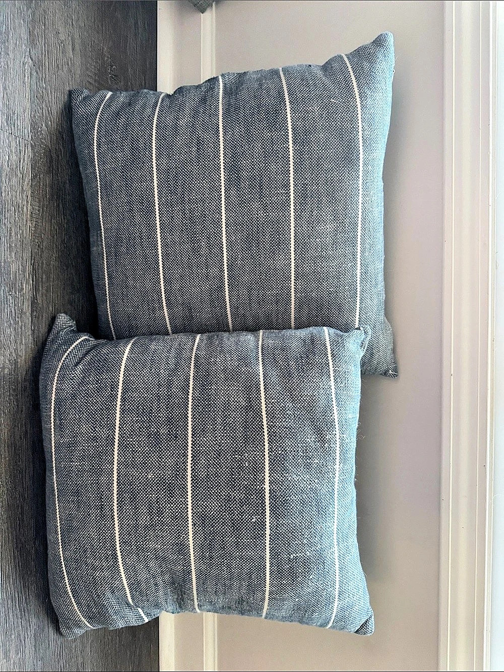 Blue & White Woven Striped Pillow Set